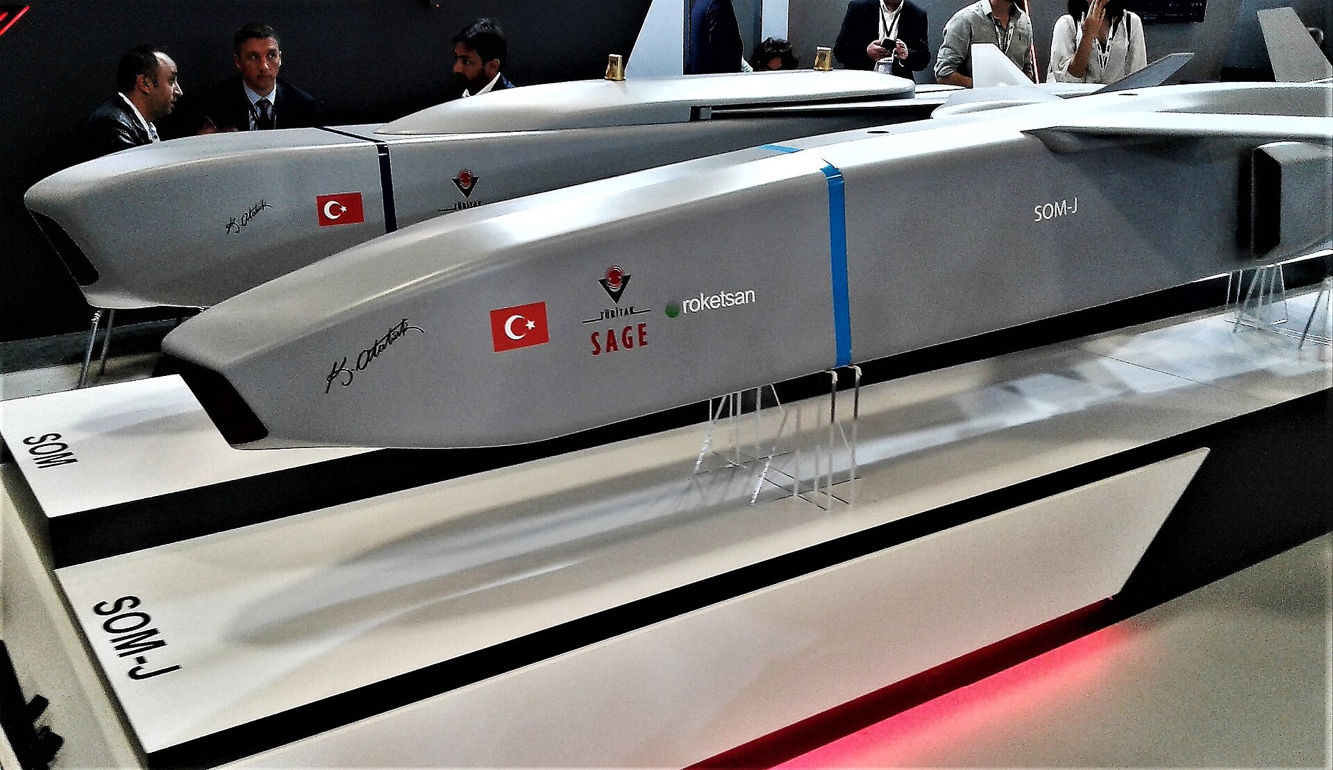 SOM and SOM-J exhibition displays at IDEF 2019 in Istanbul, 2 May 2019. Archive photograph.